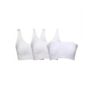 Rhonda Shear 3 Pk Best of Ahh Bra Size Small Seamless Stretch White Lounge 638.1